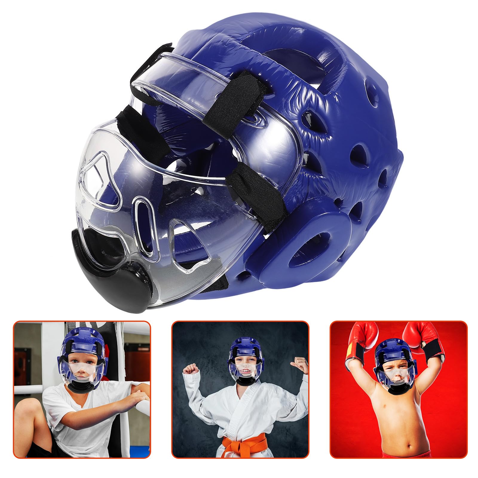 Casco Protettivo Taekwondo con Maschera Integrale in Pu e Spugna, Leggero e Traspirante per Allenamento e Competizione di Arti Marziali