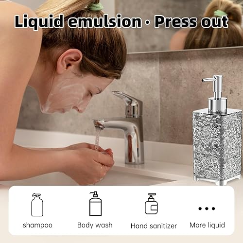 Miniatura 5 de Dispensador de jabón de plástico transparente de 13.5 onzas con bomba a prueba de óxido, dispensador de jabón líquido recargable para manos para