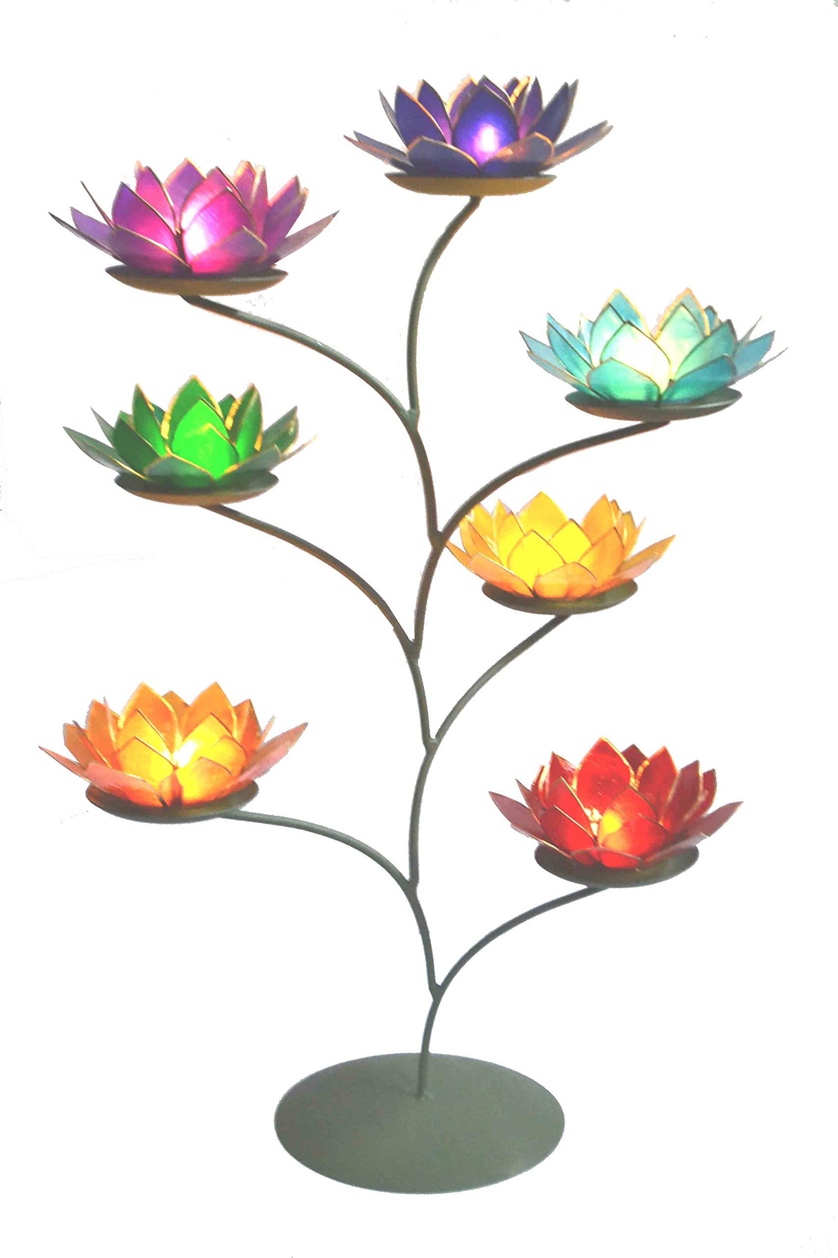 Fahibin Colorful Crystal Lotus Flowers Candle, Tall Candle Holder, Rainbow For Home Decorating Office Wedding Table