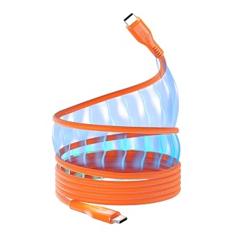 Statik MagStack Pro USB C to USB C Cable, Magnetic Type C Charger Fast Charging Cord, On The Go Magnetic Charging Cable for Car, Compatible with iPhone, iPad & Android, Orange 100W 3FT