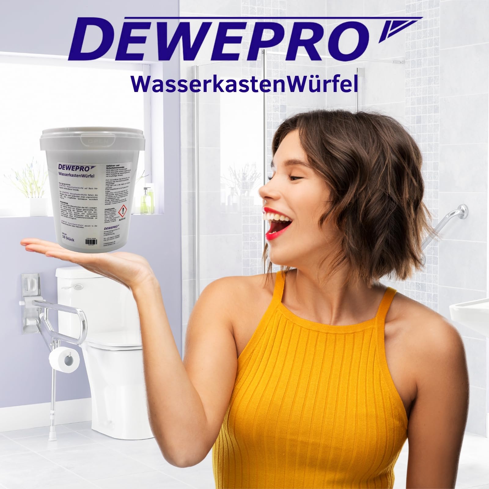DEWEPRO - Set di 2 barattoli di pastiglie detergenti da 10 cubetti per WC da inserire nella cassetta dell’acqua di scarico per la freschezza del bagno