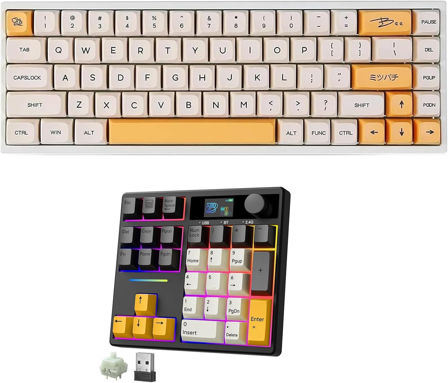 BOYI TD31Pro Numpad&BOYI WK68 65% Hot Swap BT5.0/2.4G/Wired Type-C Tri-Mode RGB Gaming Keyboard