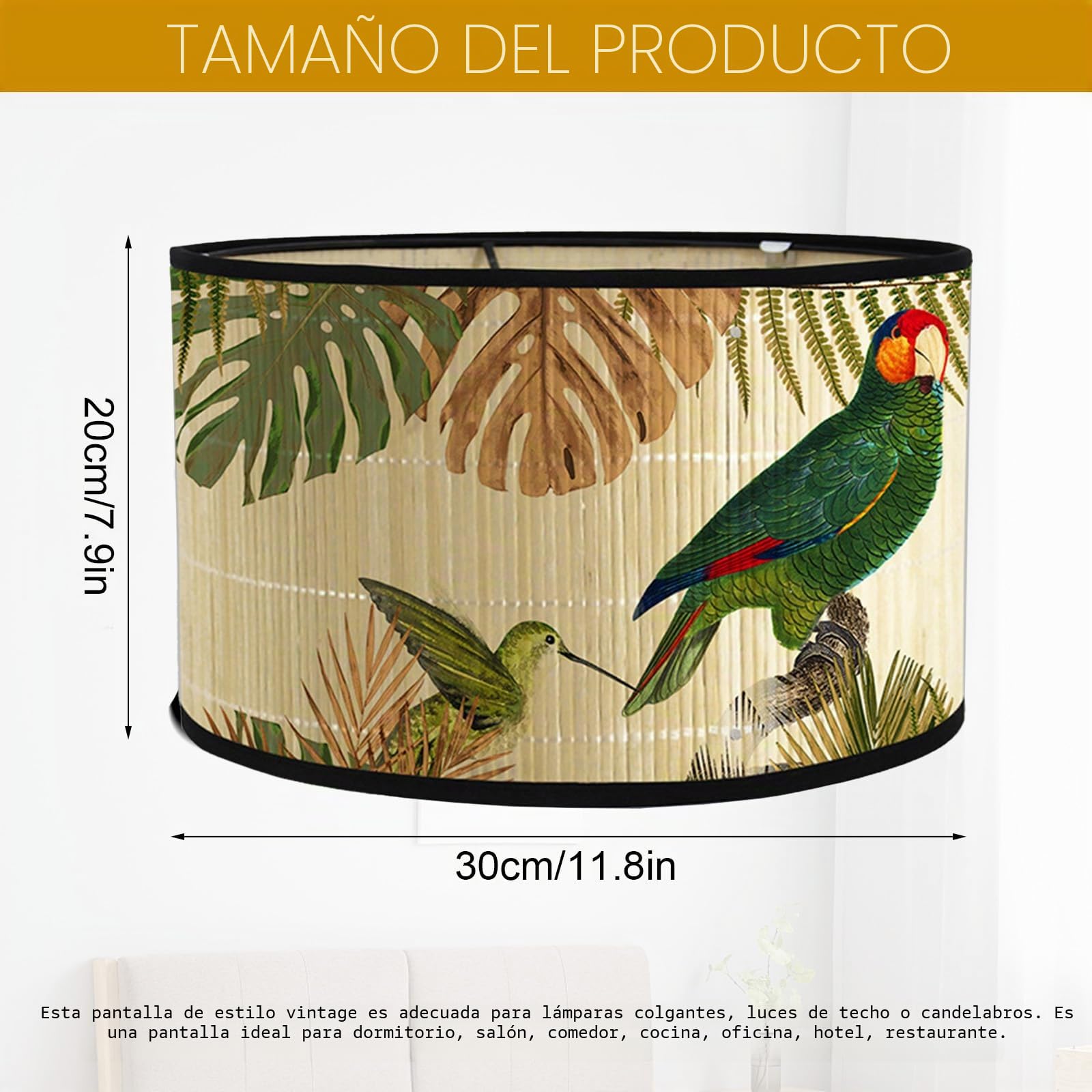 Klosz de lino para lámpara, abażur hecho a mano para lámpara de pie, lámpara colgante y lámpara de mesa, casquillo E27, luz antideslumbrante, Ø 30 cm x alt. 20 cm (color F)