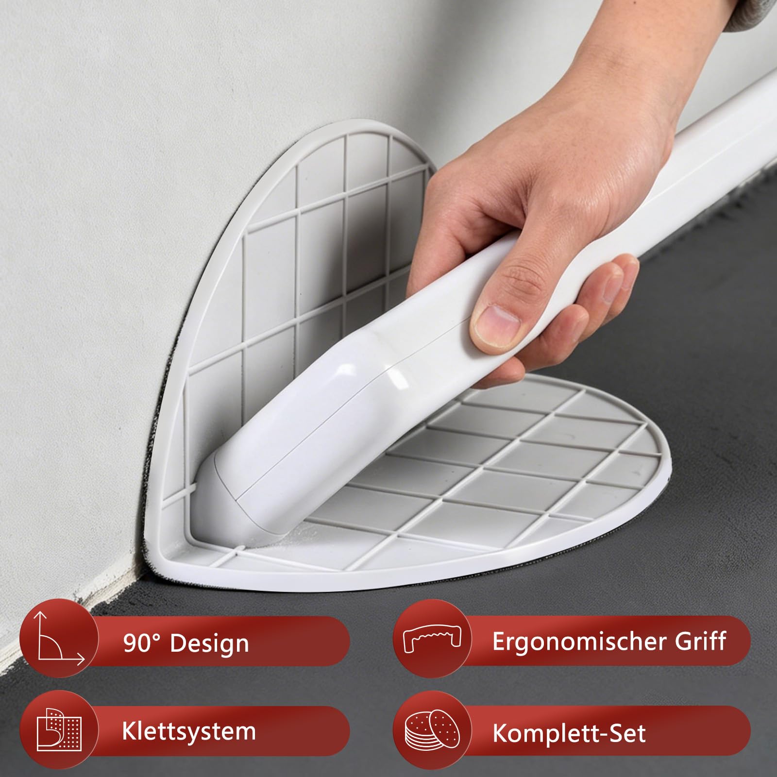 Trockenbau Eckenschleifer selbstklebend Schleifpapier Set 16 Stück | 16-teilig selbstklebendes Schleifpapier 80/120/180/240 Körnung halbkreisförmig HandSchleifer für Ecken, Wände, Trockenbau