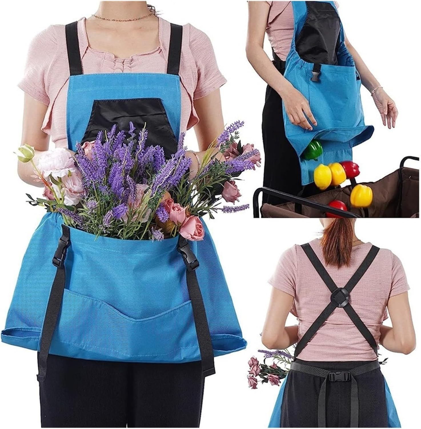 1pcs Outdoor Picking Large Pocket Apron Storage Tool Multi-purpose Gardening Fruit Vegetable And Flower Bag