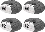 Fils de coton,100% Fil de tricotage doux en coton [pour la main DIY Coussin de sac au crochet de tricot Projets Home Decor], -4 Échevins/4×218yards/4×4,54oz/Rose Rouge
