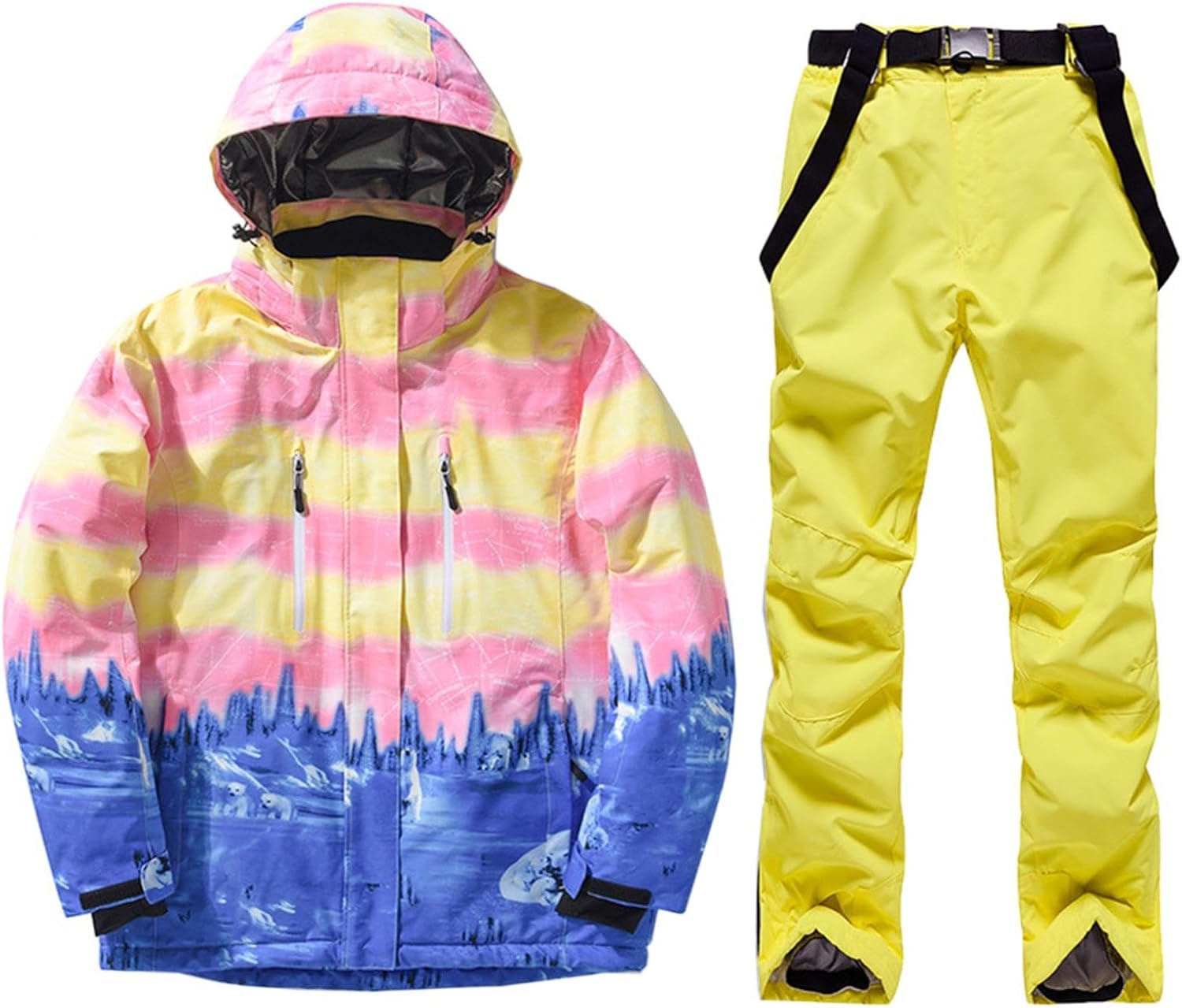 Women Ski Jacket Pants Waterproof Windproof Snowsuit Snowboarding Insulated Winter Warm Coat 2 Piece Set