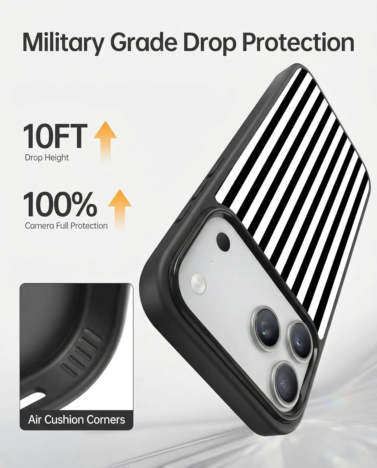 Magnetic Stripes Case for iPhone 13/14, Cute Aesthetic Striped Case for Women Men Girls, Compatible with MagSafe Slim Hard Shockproof Phone Case, Black White