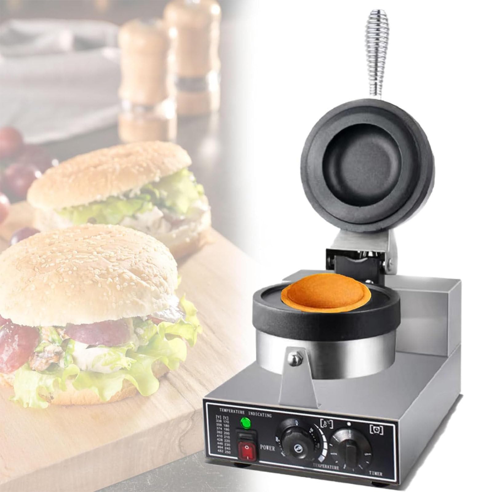 Hamburger Waffle Maker Sandwich Press per uso domestico commerciale, Burger Maker Mold Ice Cream Burger Machine Antiaderente 1200W, 110V
