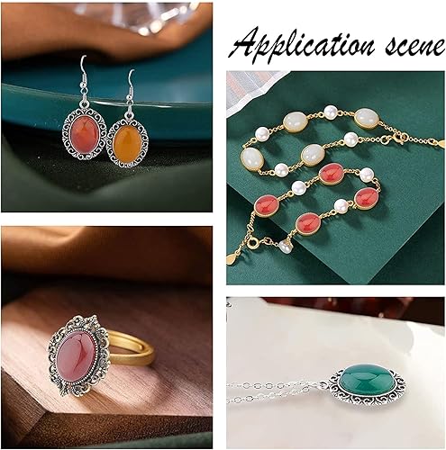 Miniatura 7 de PandaHall - 48 piezas de 24 estilos de 0.551 in x 0.394 in, cabujón de piedras preciosas ovaladas con parte trasera plana, piedras preciosas de