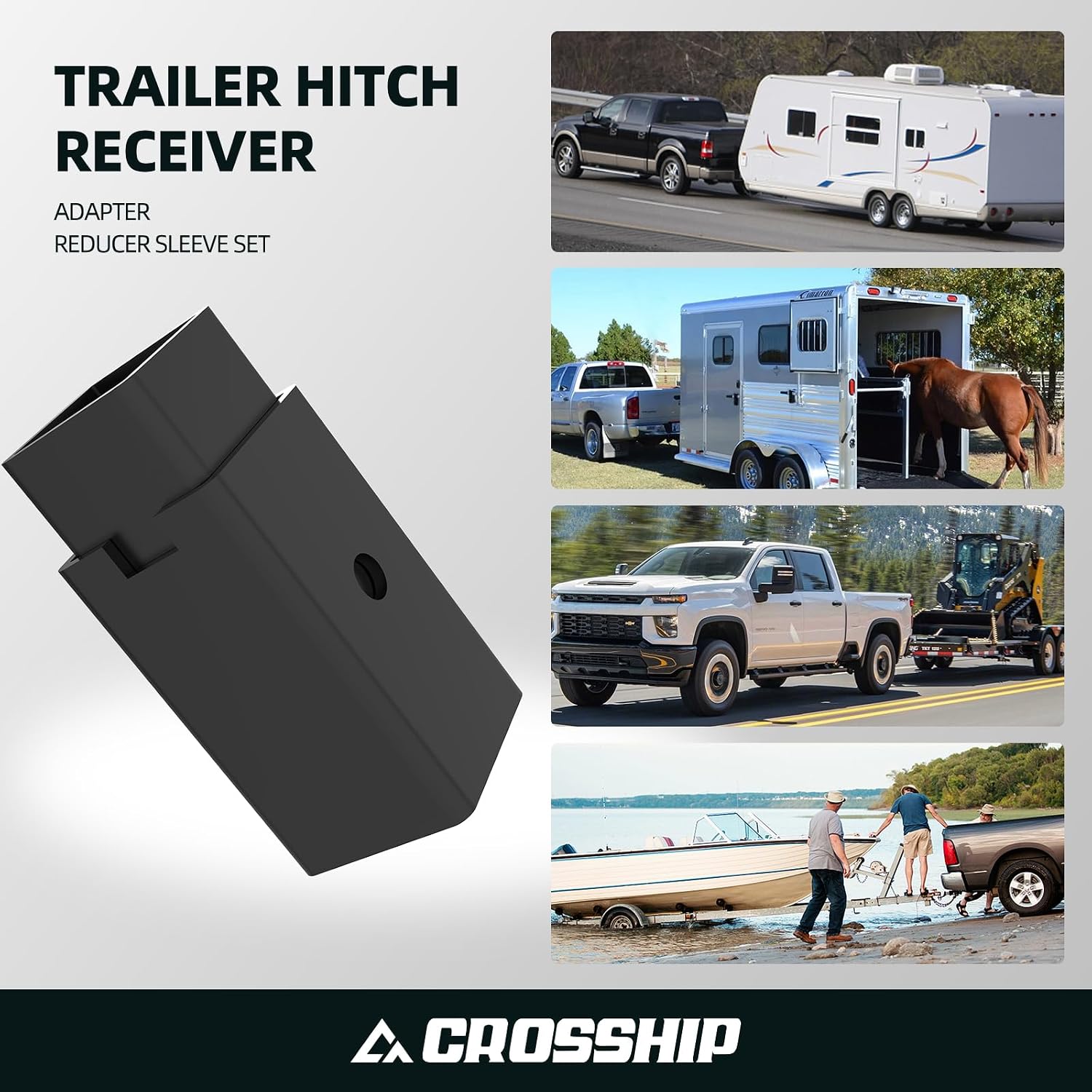 Trailer Hitch Receiver Adapter Reducer Sleeves Set, 3 to 2-1/2 or 2-Inch Large to Small Receiver Hitches for Tractor Bucket, RV, Truck, Bike Rack and Cargo Carriers (Carbon Steel, Black)
