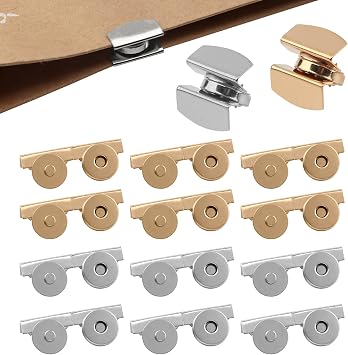 14Pair Magnetic Snap Buttons, Metal Seamless Magnetic Buttons Sew On Clasps Snap Fastener Magnets No-Sew Closure Suitable for Bags, Purse, Clothing, Crafts, DIY Accessories