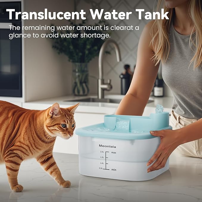 Fuente de Agua para Gatos 2L Azul - Bebedero Automático Silencioso miniatura 5