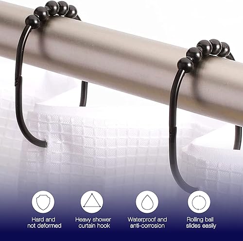 Miniatura 2 de 2 Lb. Depot Juego de 12 anillos anchos para cortina de ducha, fáciles de deslizar y a prueba de óxido, ganchos de cortina de ducha de acero