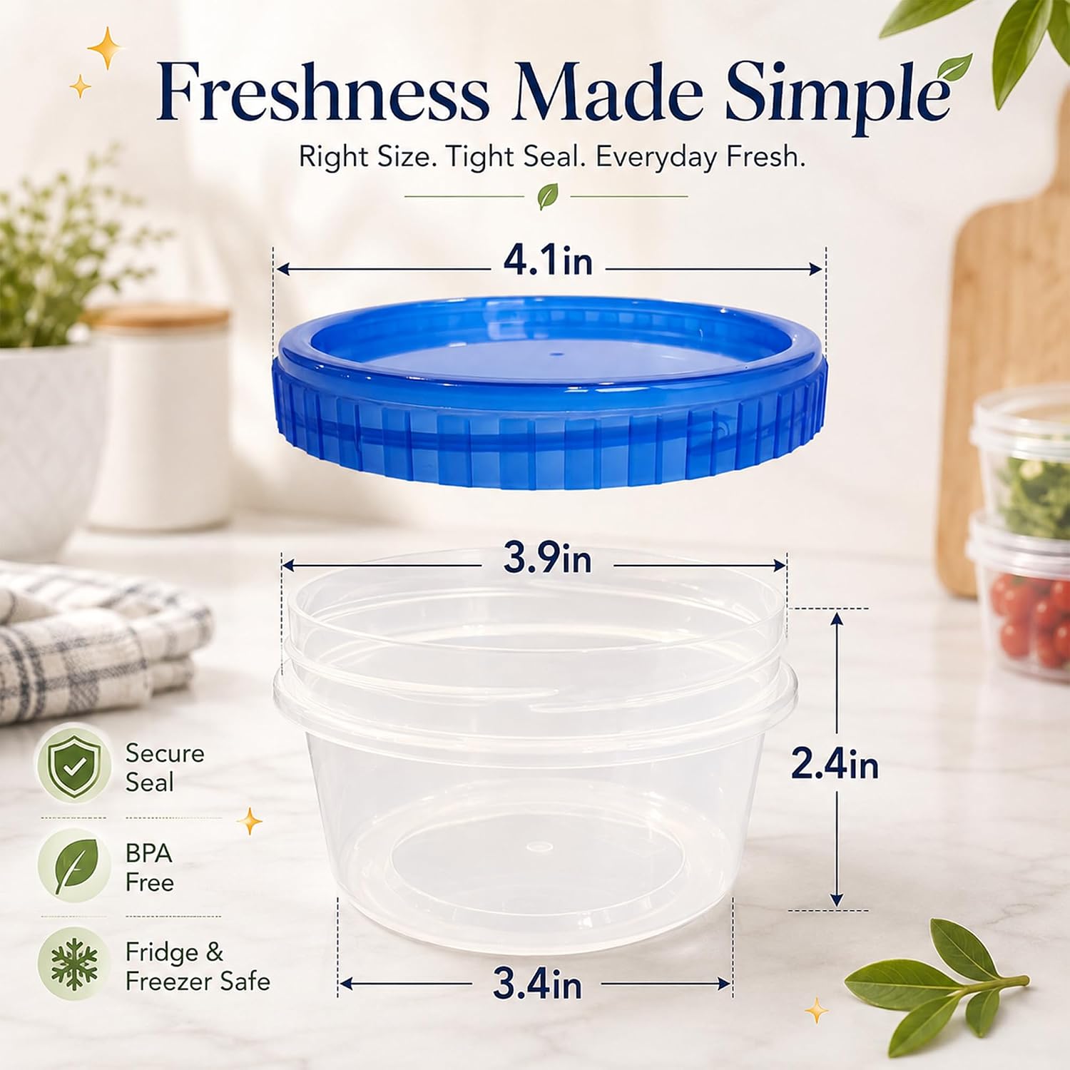 8 Oz Freezer Storage Containers With Twist Top Lids, 10 Pack