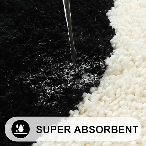 Miniatura 5 de Seavish Alfombra de baño bohemia de 18 x 47 pulgadas, suave y absorbente, con borlas, color negro, larga, antideslizante, lavable, bonita alfombra