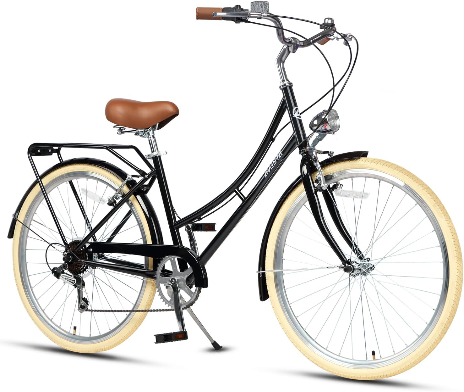 AVASTA Vela Hybrid Bike for Adult Women Female Lightweight Step Through 26 Inch High Tensile Steel Frame City Commuter Comfort Lady Bicycle, 6-Speed, Multiple Colors