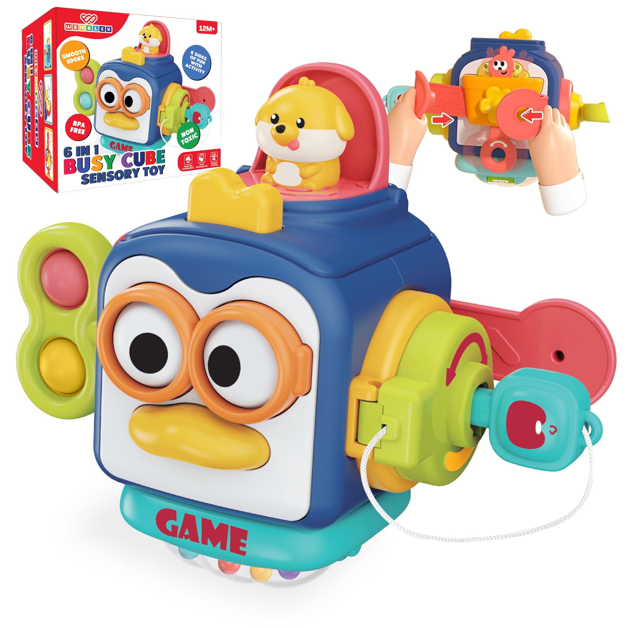 Wembley 6-in-1 Busy Cube Sensory Toy for Baby | Educational Activity Box with Fine Motor Skill Games | Non-Toxic, BPA-Free, Travel Toy for 12+ Months-image-22