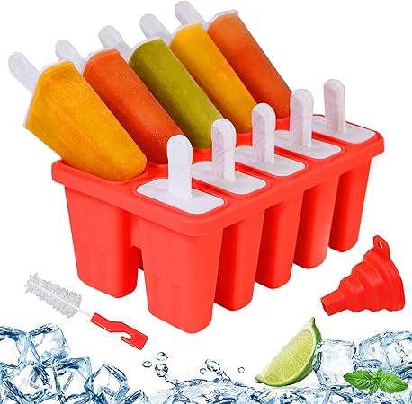 Silicone Popsicle Molds 10-cavity, DIY Ice Pop Mold for Kids