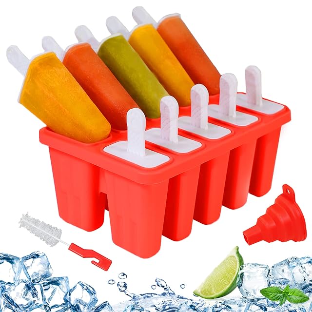 Silicone Popsicle Molds 10-cavity DIY Ice Pop Mold for Kids Adult Teens BPA Free Ice Cream Molds for