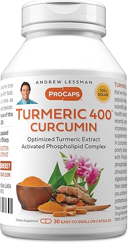 ANDREW LESSMAN Cúrcuma 400mg - 30 Cápsulas - 95% Curcuminoides como Complejo Fosfolípido para Beneficios y Absorción Óptimos, Extracto Estandarizado