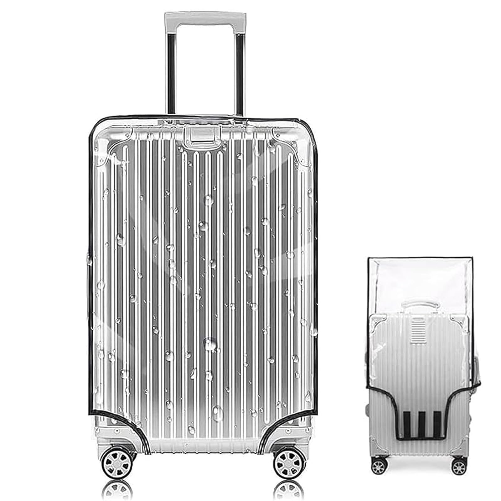 Azidwjn Clear 24 Inch Suitcase Luggage Cover Pvc Luggage Cover For Wheeled Suitcase Resistant Reusable Pvc Trolley Case Cover With Luggage Tag, Waterproof Dustproof Cover