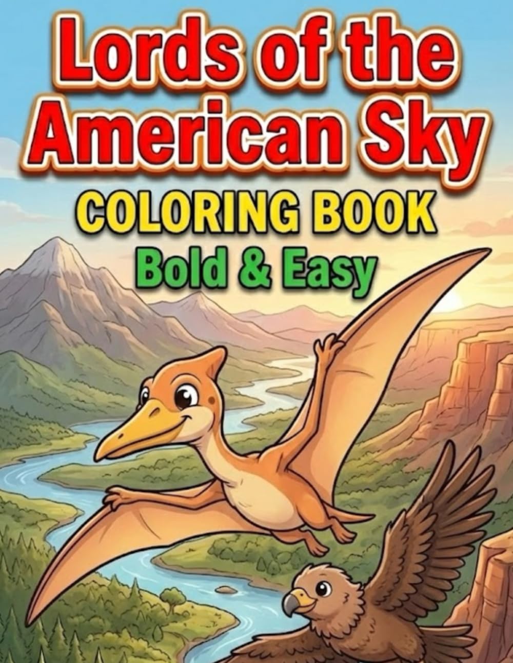 Lords of the American Sky COLORING BOOK: Bold ＆Easy (Kawaii Prehistoric Adventure Series)