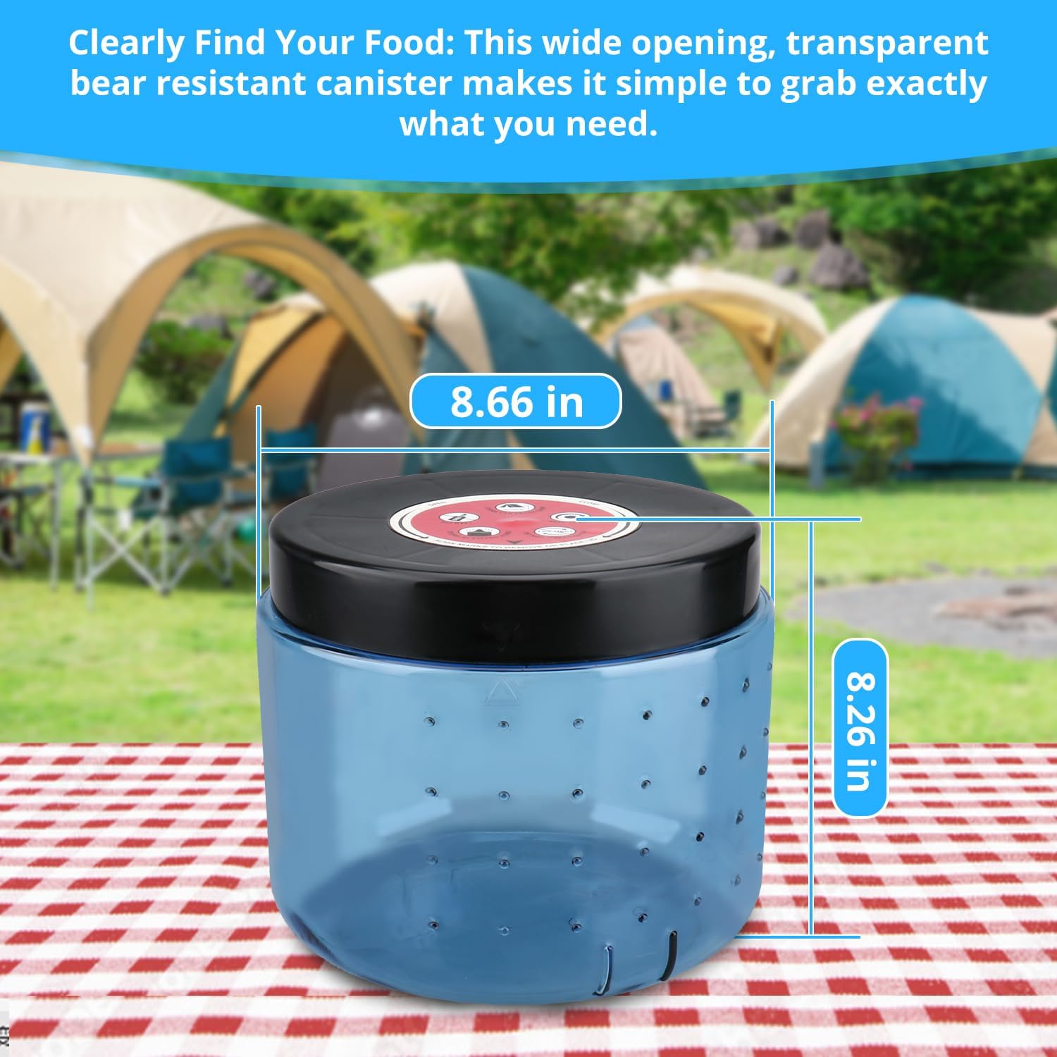 Bear Canister, 7.2 Liters, Bear Canister for Backpacking, Anti-Opening Device, Storage containers, Bear-Resistant Food Container for Camping, Hiking, Fishing, Hunting, Bikepacking