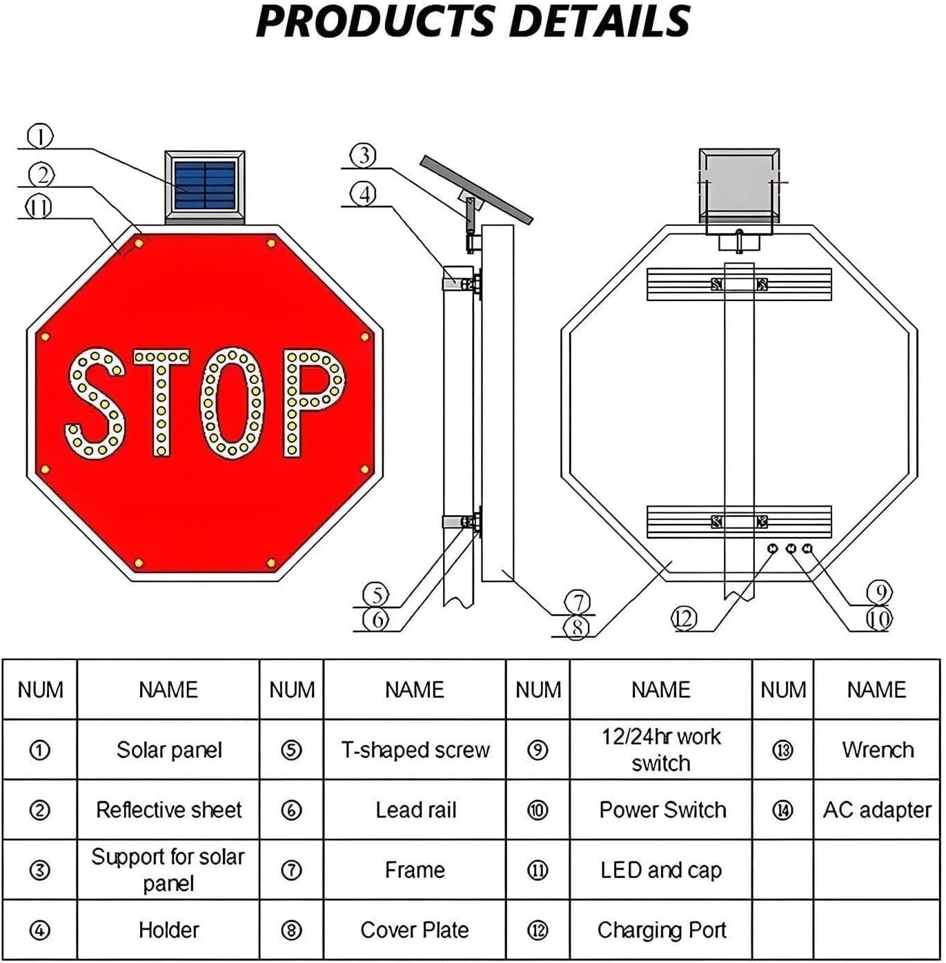 24"/30" Solar LED Stop Sign - Waterproof Aluminum Traffic Signal for Road & Driveway Safety, IP65 Rated, Durable & Bright (2 Pack, 24in/60cm)