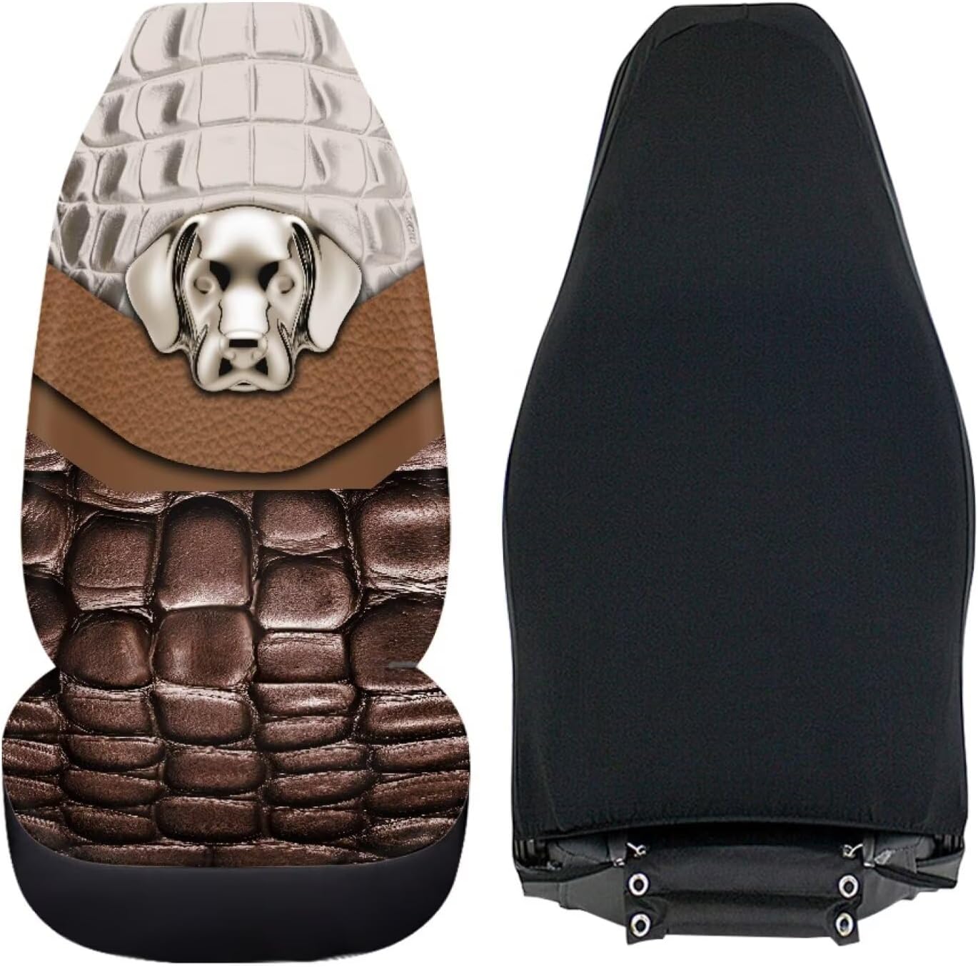 Universal Car Seat Covers Labrador PU Pattern Car Accessories Seat Covers 2 Pieces Automotive Seats Protector Fit for Most Cars SUV Sedans Hatchbacks