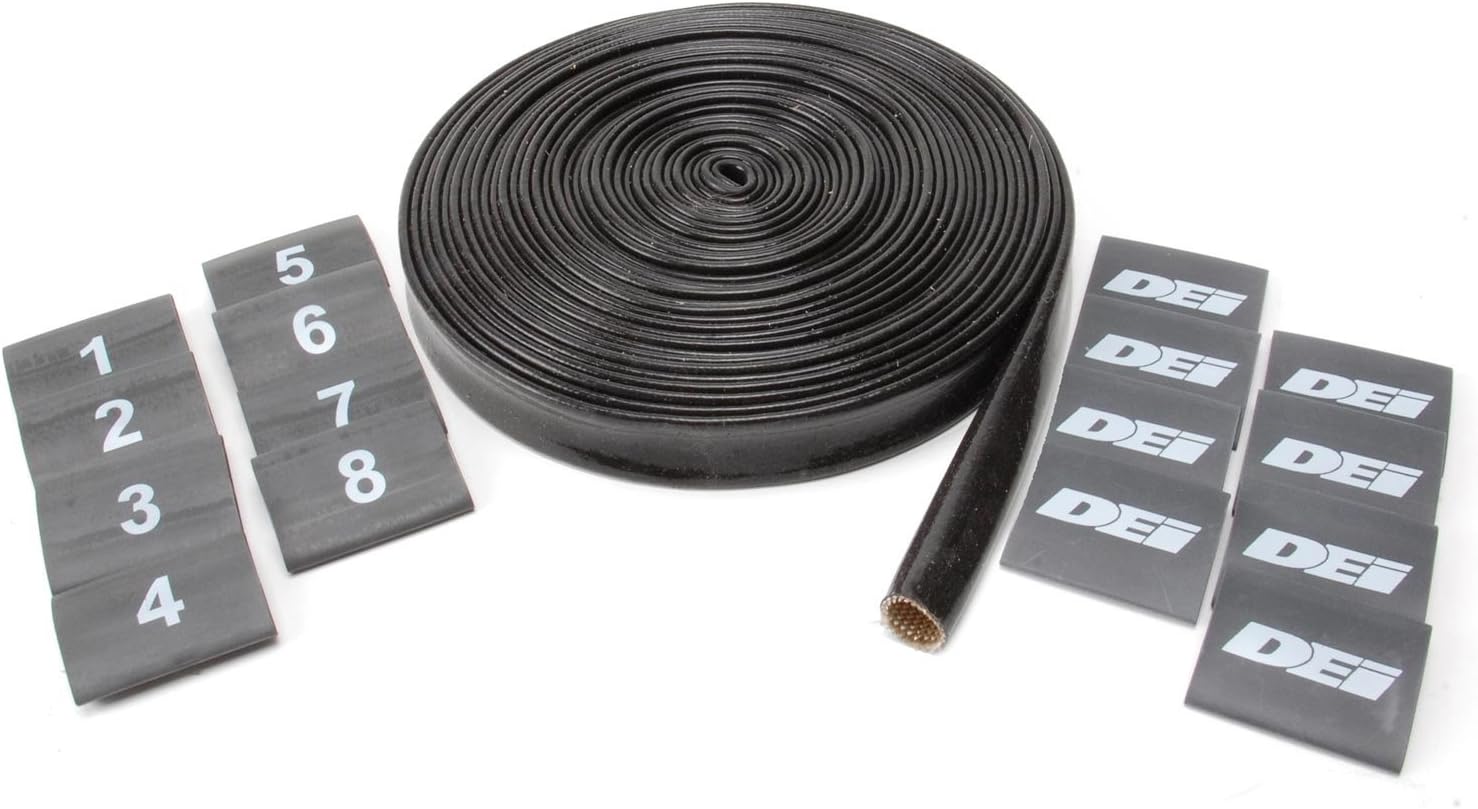 Design Engineering 010636 Silicone Protect-A-Wire Black 3/8" x 25ft V8 Sleeving Kit to Cover and Protect Spark Plug Wires