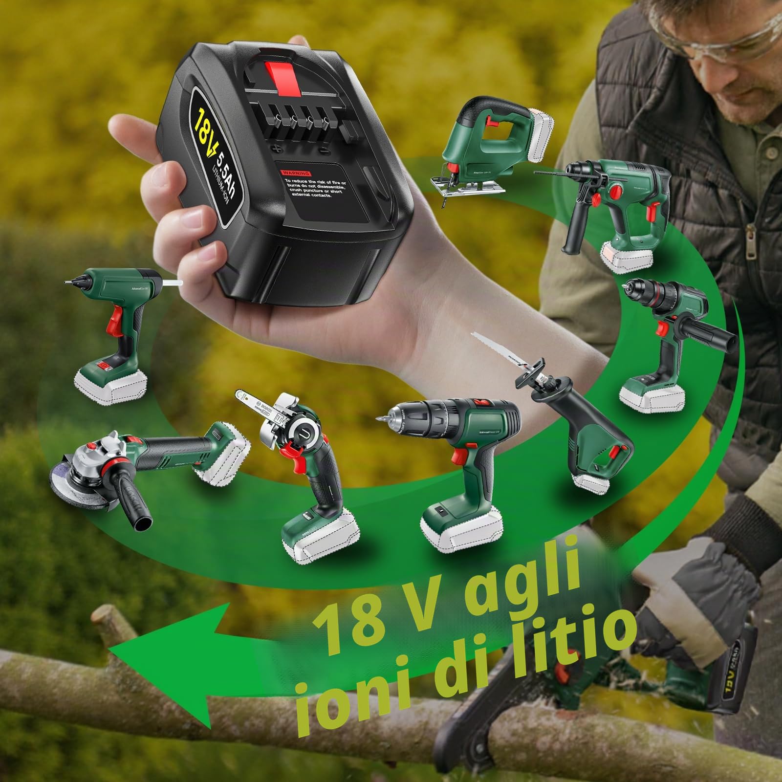 CITYORK 2X 5500mAh 18V Batteria di ricambio per Bosch PBA PSB PSR, batteria per 18V Green Tools House & Garden 18VSystem AL1880CV AL1810CV AL18815CV AL1830CV (Non per Bosch Unlimited serie)