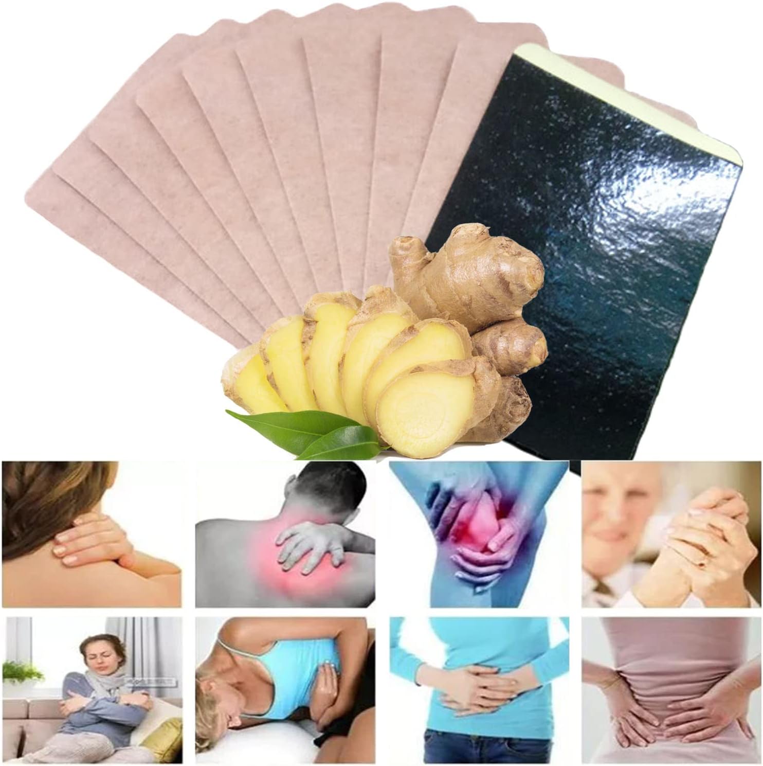 GreenHB 100 Pcs Ginger Patches Herbal Ginger Foot Pads