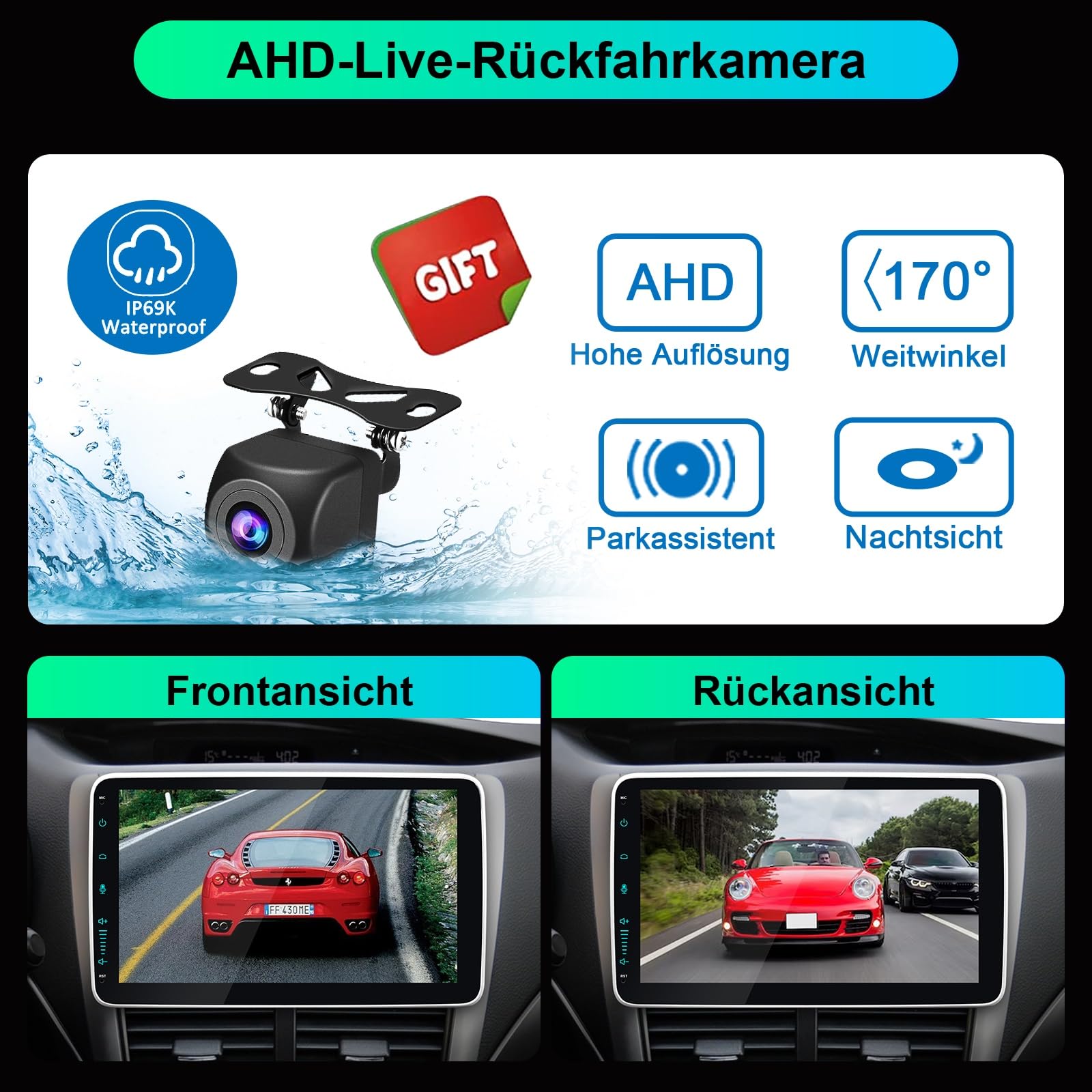 Android DAB Autoradio 1Din Wireless CarPlay Android Auto, 10.1 Zoll Bildschirm 8 Core 2G+32G Car Play Touch Display Bluetooth WiFi 4G GPS DSP AM/FM RDS Auto Radio mit Rückfahrkamera 1 din DAB+