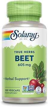 Solaray Beet Root 605 mg, 100 Vegan Beet Root Capsules | Beetroot Supplement with Nitric Oxide for Men and Women, Pure Herbal Support Formula, Natural Super Food