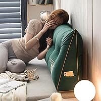 Vista 6 de HM&DX Almohada de lectura triangular con cuña para cabecero, almohada de respaldo de terciopelo con funda extraíble, cojín tapizado para dormitorio