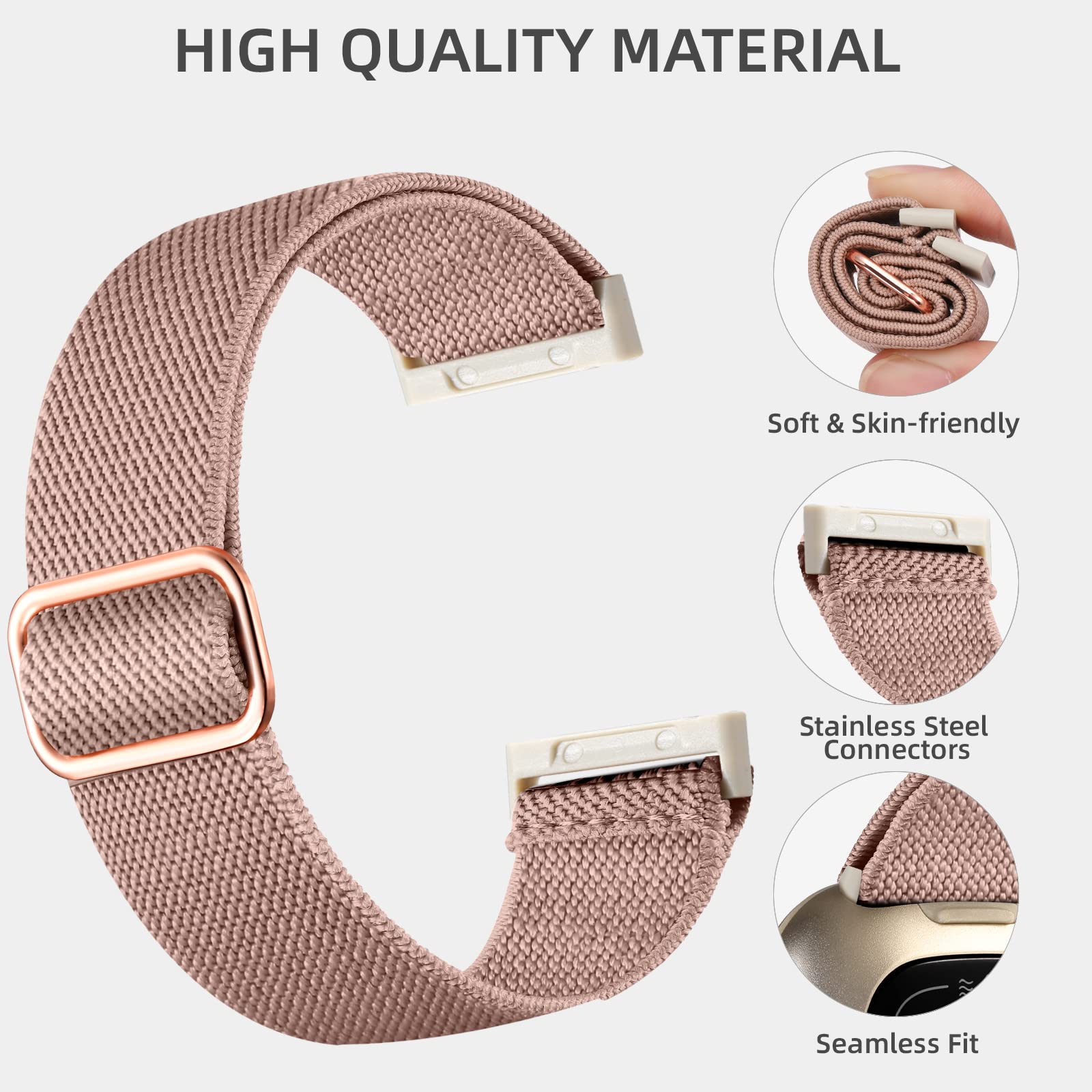 Charlam 5 Pack Cinturini In Nylon Per Fitbit Versa 3/4 E Sense/Sense 2 – Morbidi, Elastici, Multicolore - 3