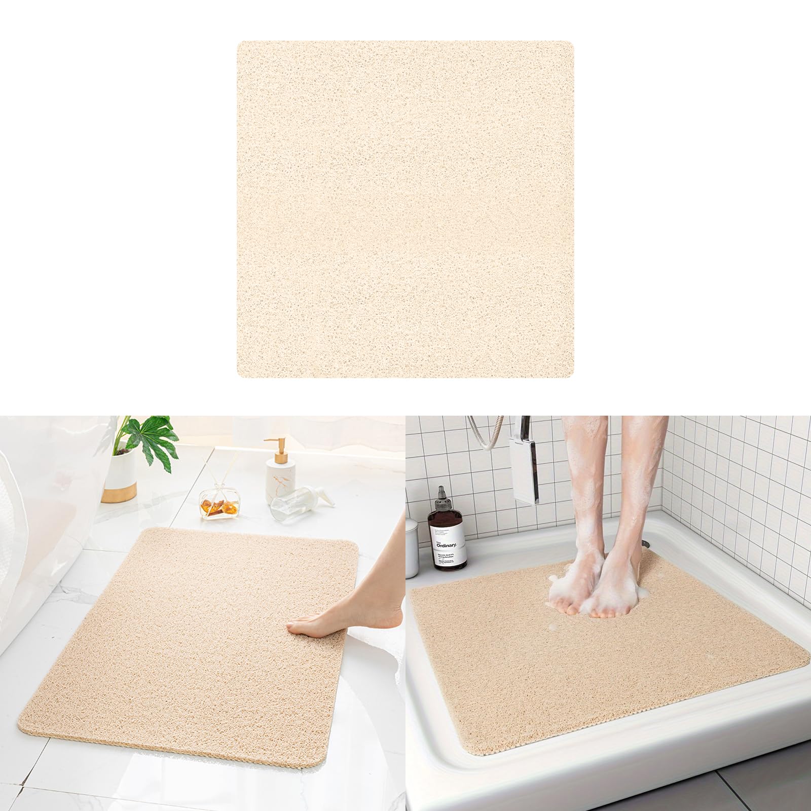 Tapis de bain antidérapant à séchage rapide et brosse de massage intégrée