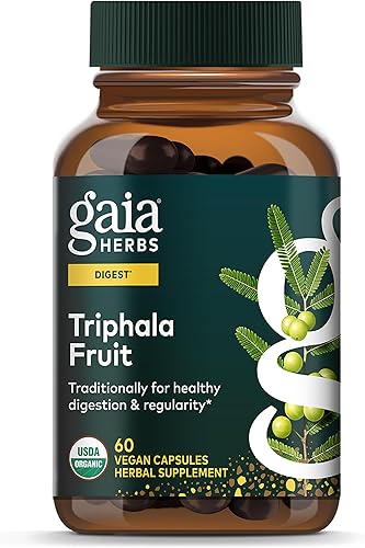 Gaia Herbs Triphala Fruit - Apoya la salud digestiva - Limpia suavemente tu sistema - con fruta de Amla mirobalan bellérico y mirobalan chebúlico - Gaia Herbs Triphala Fruit - Apoya la salud digestiva - Limpia suavemente tu sistema - con fruta de Amla mirobalan bellérico y mirobalan chebúlico -