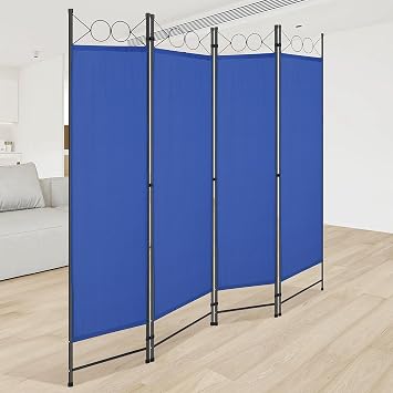 Room Divider 4 Panel Folding Privacy Screen 6FT Freestanding Wall Divider with Steel Frame and Fabric Divider Panel 53.54 x 15.94 Room Separating for Home Hotel Office Blue
