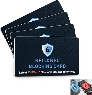 Tarjetas de Bloqueo RFID 4 Piezas Azul Oscuro, Protección Completa para Tarjeta Anti RFID/NFC de Crédito, Débito, Pasaportes y Documentos NFC, Seguridad Anti-Robo y Anti-Escanéo para Billetera y Viaje