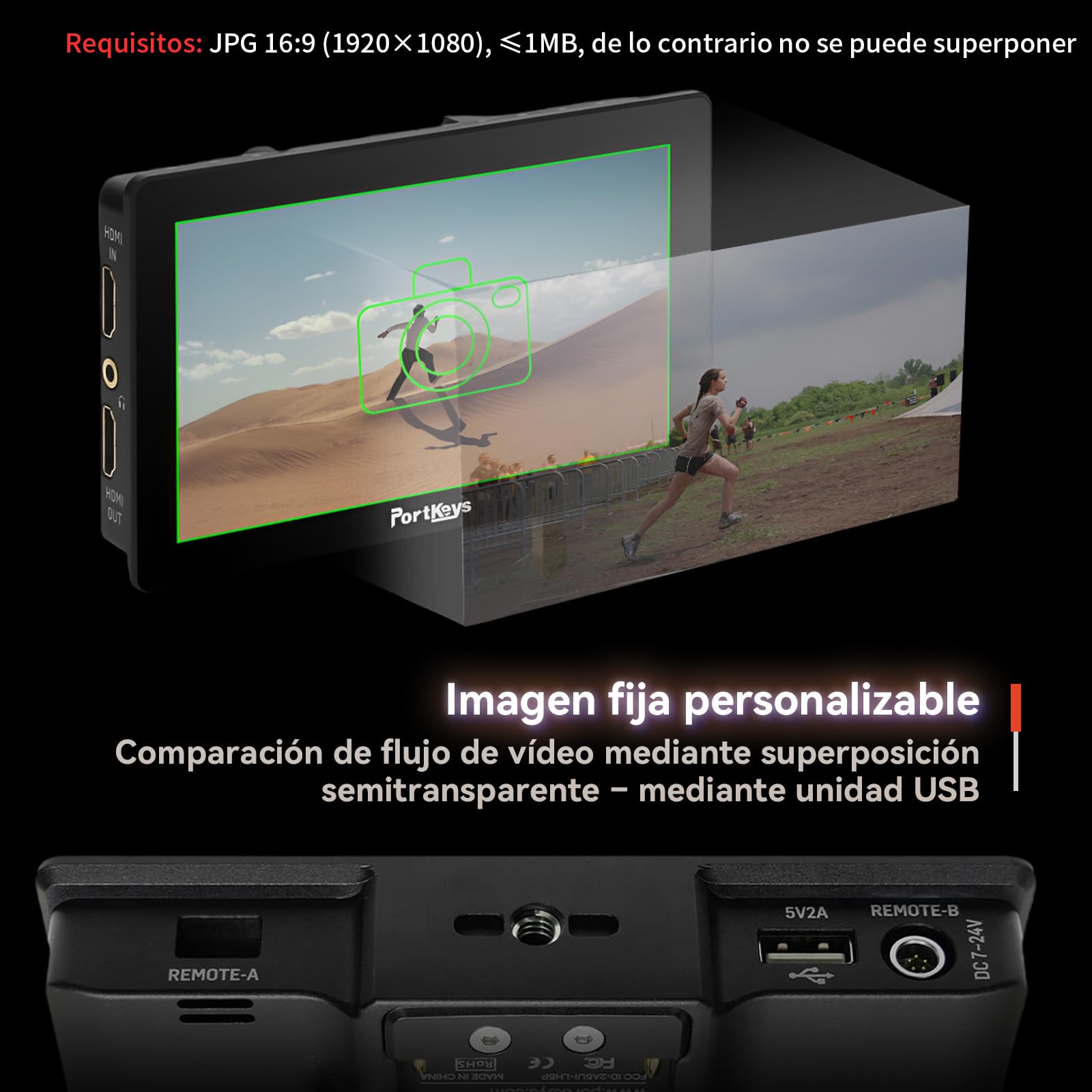 Portkeys LH5P II 5,5" Monitor de Cámara Touch to Focus 2000nit Pantalla Táctil 4K HDMI In/out, para FX3 A7S III, R5 Mark II R6 Mark II, GH6 S5 II, Z8 Z9, Monitor de Campo DSLR