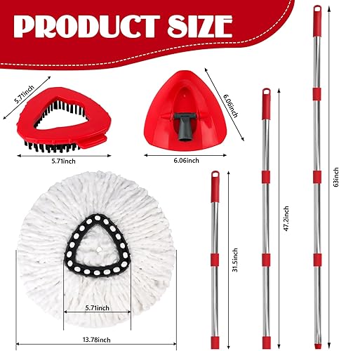 Miniatura 3 de Juego de repuesto de trapeador giratorio para sistema O-Ceda EasyWring de 1 tanque, 16 repuestos de trapeadores giratorios de microfibra, 1 cabezal