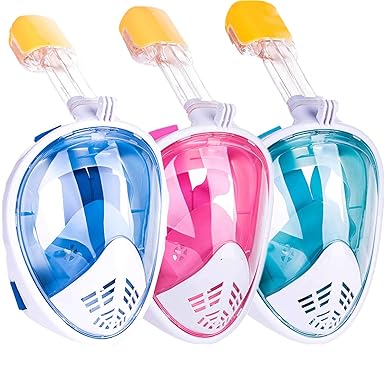 Mokshith 180? Panoramic View Snorkel Mask Full Face Scuba, Dive and Swim Set for Kids Youth Adult Women Men | Easier Breath with Dry Anti-Fog Anti-Leak for Travel Beach Sea Underwater Swimming Pool (Pack of 1)