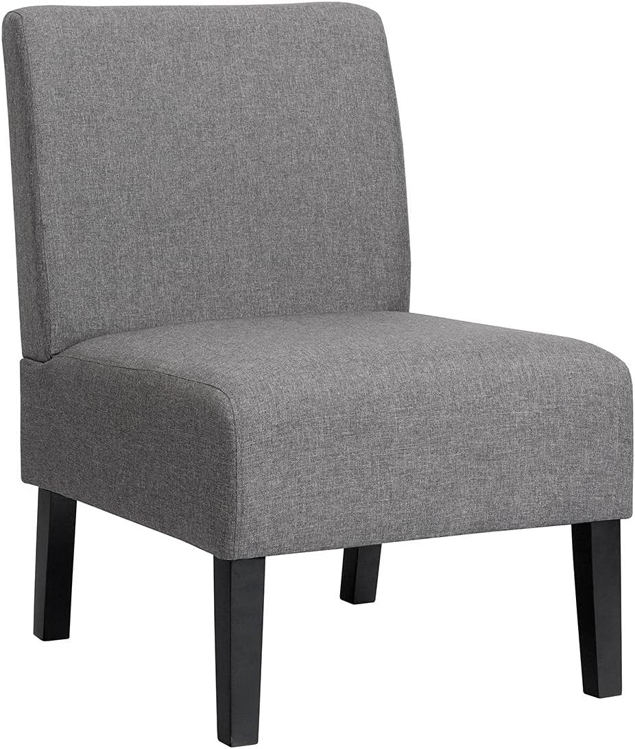 BETTARY Armless Accent Chair,Upholstered Fabric Side Chairs, Contemporary Leisure Chair, Living Room Slipper Chair,with Comfortable Backrest, Rubber Wood Legs and Soft Sponge (1, Grey)