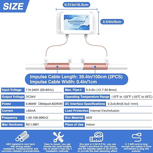 Miniatura 2 de JOBYNA Sistema electrónico de descalcificación de agua, sistemas alternativos de suavizador de agua sin sal y químicos para toda la casa, evita la