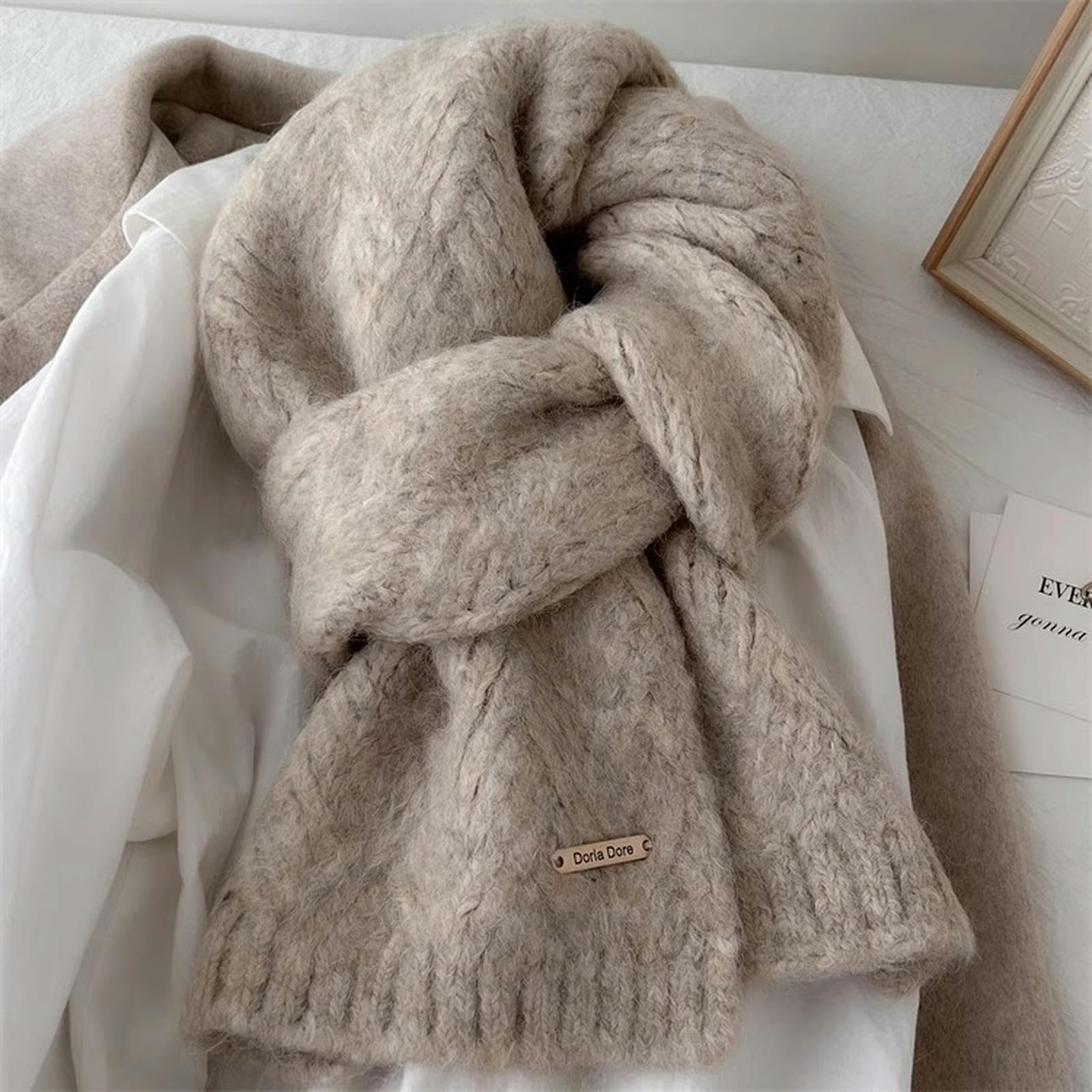 Sciarpa Donna Sciarpa da Donna Sciarpa Invernale in Misto Lana per Studenti di Alta Calda Lavorata A Maglia Regalo di Natale 164 * 24 Cm-Grigio Poco Profondo