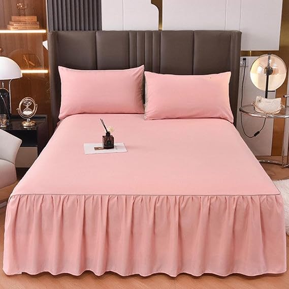 Solid Wrap Around Ruffled Bed Skirts Suitable for Cot/Queen/Double Bed Sizes with 18 Inches Tailored Drop Wrinke Free And Fade Resistant Elastic Bedspread,Blue,120x200cm [Energy Class A]