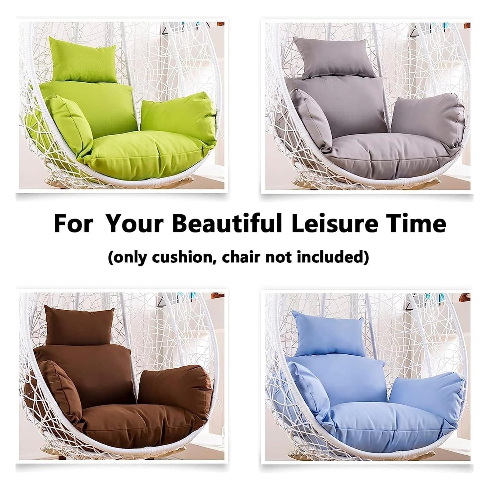 Soft Washable Egg Chair Cushion Replacement Hanging Outdoor Cocoon Egg Hammock Chair Cushion with Headrest, Removable Cover for Patio Garden (Color : Light Grey)