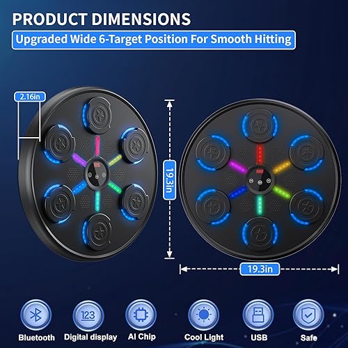 Miniatura 6 de Mejora y más grande, máquina de boxeo musical con guantes de boxeo, nueva máquina de boxeo de música inteligente Bluetooth 2025, equipo de ejercicio